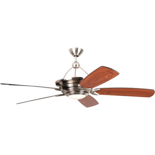 Vesta 60" 5-Blade Ceiling Fan in Brushed Polished Nickel w/ Flat Black/Walnut Blades; Light Kit Included (optional) (VS60BNK5-LED)