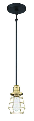 Thatcher 1 Light Mini Pendant in Flat Black/Satin Brass (50691-FBSB)