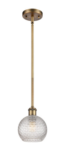 Athens - 1 Light - 6 inch - Brushed Brass - Mini Pendant (516-1S-BB-G122C-6CL)