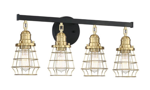 Thatcher 4 Light Vanity in Flat Black/Satin Brass (50604-FBSB)