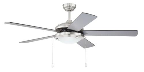 Nikia 52" 5-Blade Ceiling Fan in Brushed Polished Nickel w/ Brushed Nickel/Walnut Blades; Integrated Light Kit (NIK52BNK5)