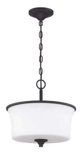 Gwyneth 2 Light Convertible Semi Flush in Flat Black (White Glass) (50452-FB-WG)