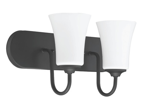 Gwyneth 2 Light Vanity in Flat Black (White Glass) (50402-FB-WG)