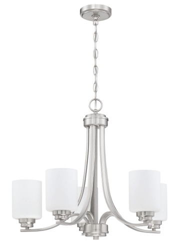 Bolden 5 Light Chandelier in Brushed Polished Nickel (White Glass) (50525-BNK-WG)
