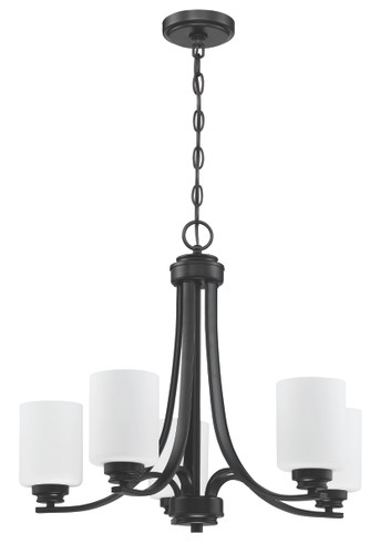 Bolden 5 Light Chandelier in Flat Black (White Glass) (50525-FB-WG)