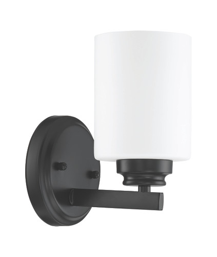 Bolden 1 Light Vanity in Flat Black (White Glass) (50501-FB-WG)