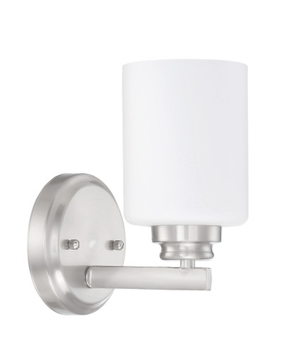 Bolden 1 Light Vanity in Brushed Polished Nickel (White Glass) (50501-BNK-WG)