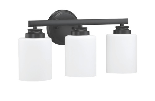 Bolden 3 Light Vanity in Flat Black (White Glass) (50503-FB-WG)