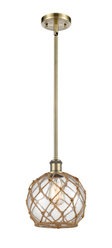 Farmhouse Rope - 1 Light - 8 inch - Antique Brass - Mini Pendant (516-1S-AB-G122-8RB)