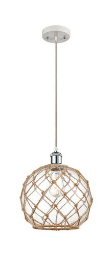Farmhouse Rope - 1 Light - 10 inch - White Polished Chrome - Cord hung - Mini Pendant (516-1P-WPC-G122-10RB-LED)