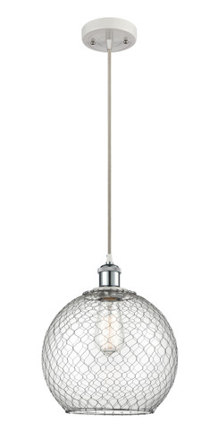 Farmhouse Chicken Wire - 1 Light - 10 inch - White Polished Chrome - Cord hung - Mini Pendant (516-1P-WPC-G122-10CSN-LED)