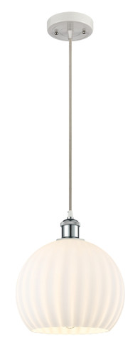 White Venetian - 1 Light - 10 inch - White Polished Chrome - Cord Hung - Mini Pendant (516-1P-WPC-G1217-10WV)