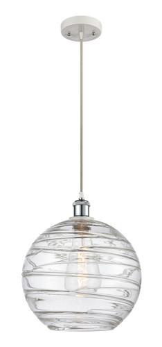 Athens Deco Swirl - 1 Light - 12 inch - White Polished Chrome - Cord hung - Mini Pendant (516-1P-WPC-G1213-12-LED)