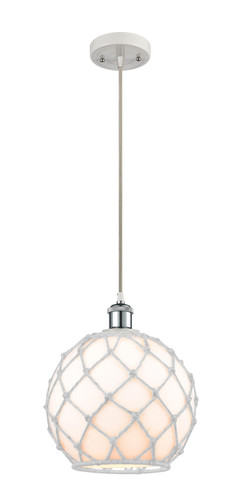 Farmhouse Rope - 1 Light - 10 inch - White Polished Chrome - Cord hung - Mini Pendant (516-1P-WPC-G121-10RW-LED)