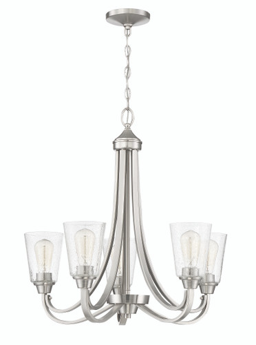 Grace 5 Light Chandelier in Brushed Polished Nickel (41925-BNK-CS)