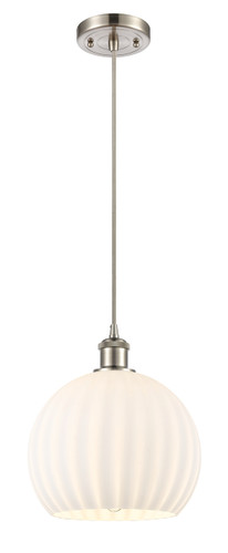 White Venetian - 1 Light - 10 inch - Brushed Satin Nickel - Cord Hung - Mini Pendant (516-1P-SN-G1217-10WV)