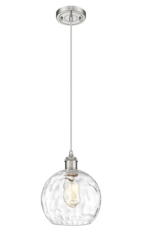 Athens Water Glass - 1 Light - 8 inch - Brushed Satin Nickel - Cord hung - Mini Pendant (516-1P-SN-G1215-8-LED)