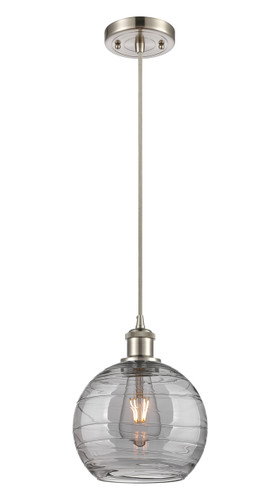 Athens Deco Swirl - 1 Light - 8 inch - Brushed Satin Nickel - Cord hung - Mini Pendant (516-1P-SN-G1213-8SM)