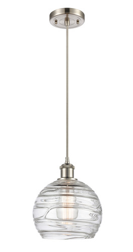 Athens Deco Swirl - 1 Light - 8 inch - Brushed Satin Nickel - Cord hung - Mini Pendant (516-1P-SN-G1213-8-LED)