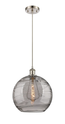 Athens Deco Swirl - 1 Light - 12 inch - Brushed Satin Nickel - Cord hung - Mini Pendant (516-1P-SN-G1213-12SM)