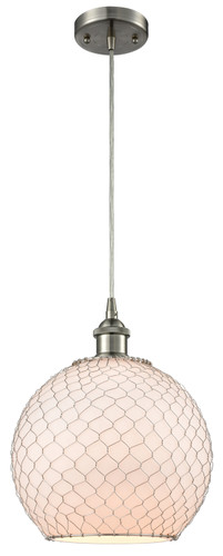 Farmhouse Chicken Wire - 1 Light - 10 inch - Brushed Satin Nickel - Cord hung - Mini Pendant (516-1P-SN-G121-10CSN)