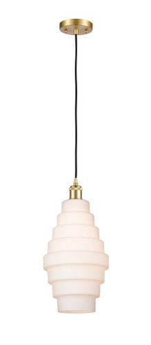 Cascade - 1 Light - 8 inch - Satin Gold - Cord hung - Mini Pendant (516-1P-SG-G671-8)