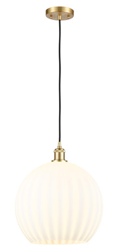 White Venetian - 1 Light - 14 inch - Satin Gold - Cord Hung - Pendant (516-1P-SG-G1217-14WV)
