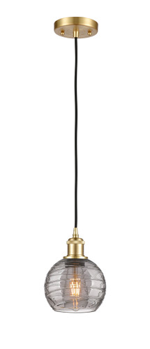 Athens Deco Swirl - 1 Light - 6 inch - Satin Gold - Cord hung - Mini Pendant (516-1P-SG-G1213-6SM)