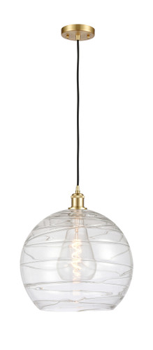 Athens Deco Swirl - 1 Light - 14 inch - Satin Gold - Cord hung - Pendant (516-1P-SG-G1213-14-LED)