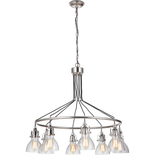 State House 8 Light Chandelier In Polished Nickel With Clear Glass (51228-PLN)