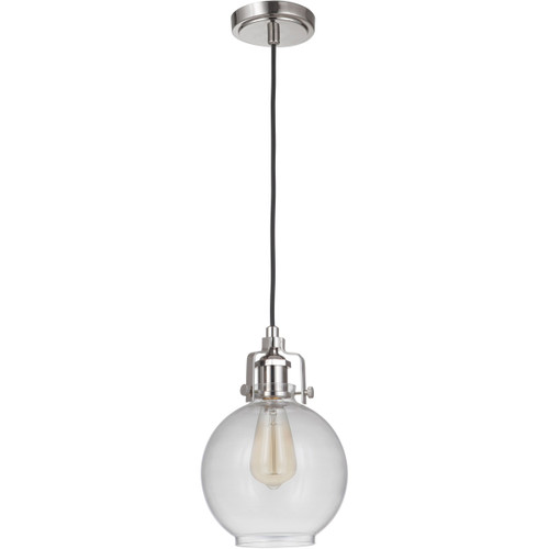 State House 1 Light Clear Globe Mini Pendant in Polished Nickel (P830PLN1-C)