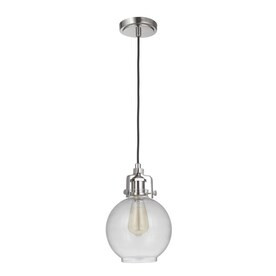 State House 1 Light Clear Cylinder Mini Pendant in Polished Nickel (P833PLN1-C)