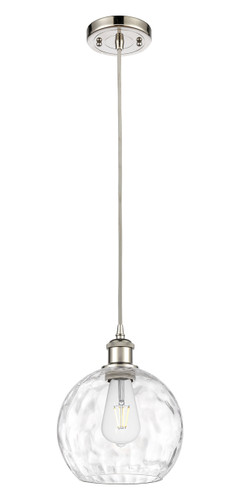 Athens Water Glass - 1 Light - 8 inch - Polished Nickel - Cord hung - Mini Pendant (516-1P-PN-G1215-8-LED)