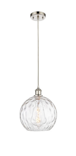 Athens Water Glass - 1 Light - 10 inch - Polished Nickel - Cord hung - Mini Pendant (516-1P-PN-G1215-10-LED)