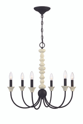 Meadow Place 6 Light Chandelier In Cottage White/Espresso (52626-CWESP)