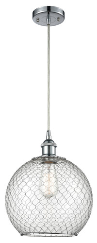 Farmhouse Chicken Wire - 1 Light - 10 inch - Polished Chrome - Cord hung - Mini Pendant (516-1P-PC-G122-10CSN-LED)