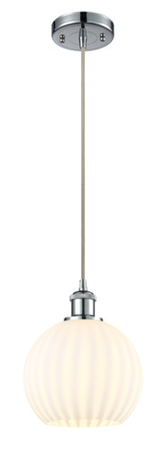 White Venetian - 1 Light - 8 inch - Polished Chrome - Cord Hung - Mini Pendant (516-1P-PC-G1217-8WV)