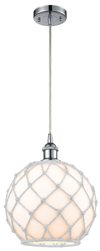Farmhouse Rope - 1 Light - 10 inch - Polished Chrome - Cord hung - Mini Pendant (516-1P-PC-G121-10RW-LED)