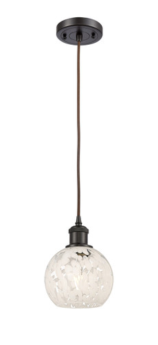 White Mouchette - 1 Light - 6 inch - Oil Rubbed Bronze - Cord Hung - Mini Pendant (516-1P-OB-G1216-6WM)