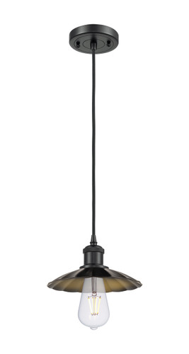 Scallop - 1 Light - 8 inch - Matte Black - Cord Hung - Mini Pendant (516-1P-BK-M17-BK)