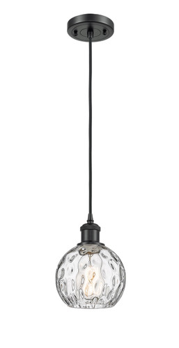 Athens Water Glass - 1 Light - 6 inch - Matte Black - Cord hung - Mini Pendant (516-1P-BK-G1215-6)