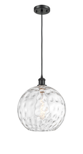 Athens Water Glass - 1 Light - 12 inch - Matte Black - Cord hung - Mini Pendant (516-1P-BK-G1215-12-LED)