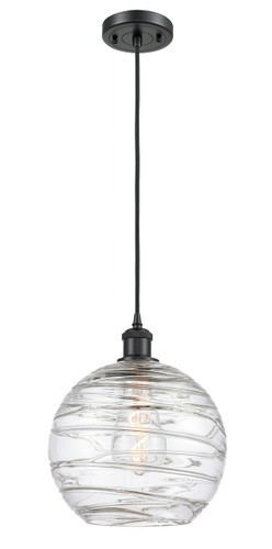 Athens Deco Swirl - 1 Light - 10 inch - Matte Black - Cord hung - Mini Pendant (516-1P-BK-G1213-10-LED)