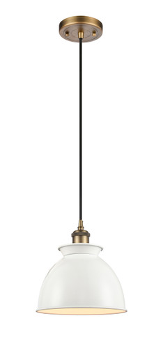 Adirondack - 1 Light - 8 inch - Brushed Brass - Cord hung - Mini Pendant (516-1P-BB-M14-W-LED)