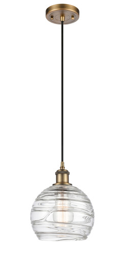 Athens Deco Swirl - 1 Light - 8 inch - Brushed Brass - Cord hung - Mini Pendant (516-1P-BB-G1213-8-LED)