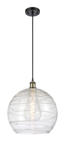 Athens Deco Swirl - 1 Light - 14 inch - Black Antique Brass - Cord hung - Pendant (516-1P-BAB-G1213-14-LED)
