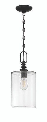 Dardyn 1 Light Mini Pendant in Flat Black (Clear Glass) (49891-FB-C)