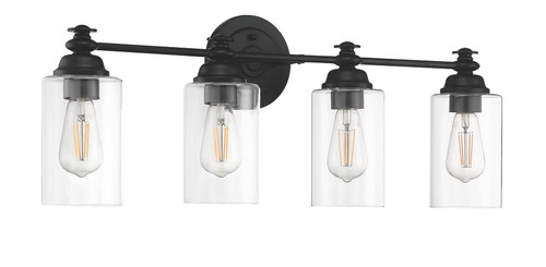 Dardyn 4 Light Vanity in Flat Black (Clear Glass) (49804-FB-C)