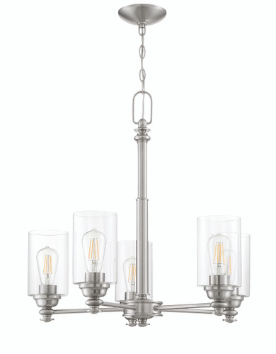 Dardyn 5 Light Chandelier in Brushed Polished Nickel (Clear Glass) (49825-BNK-C)