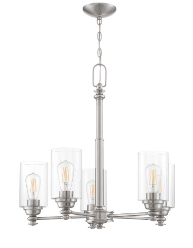 Dardyn 5 Light Chandelier in Brushed Polished Nickel (Clear Glass) (49825-BNK-C)